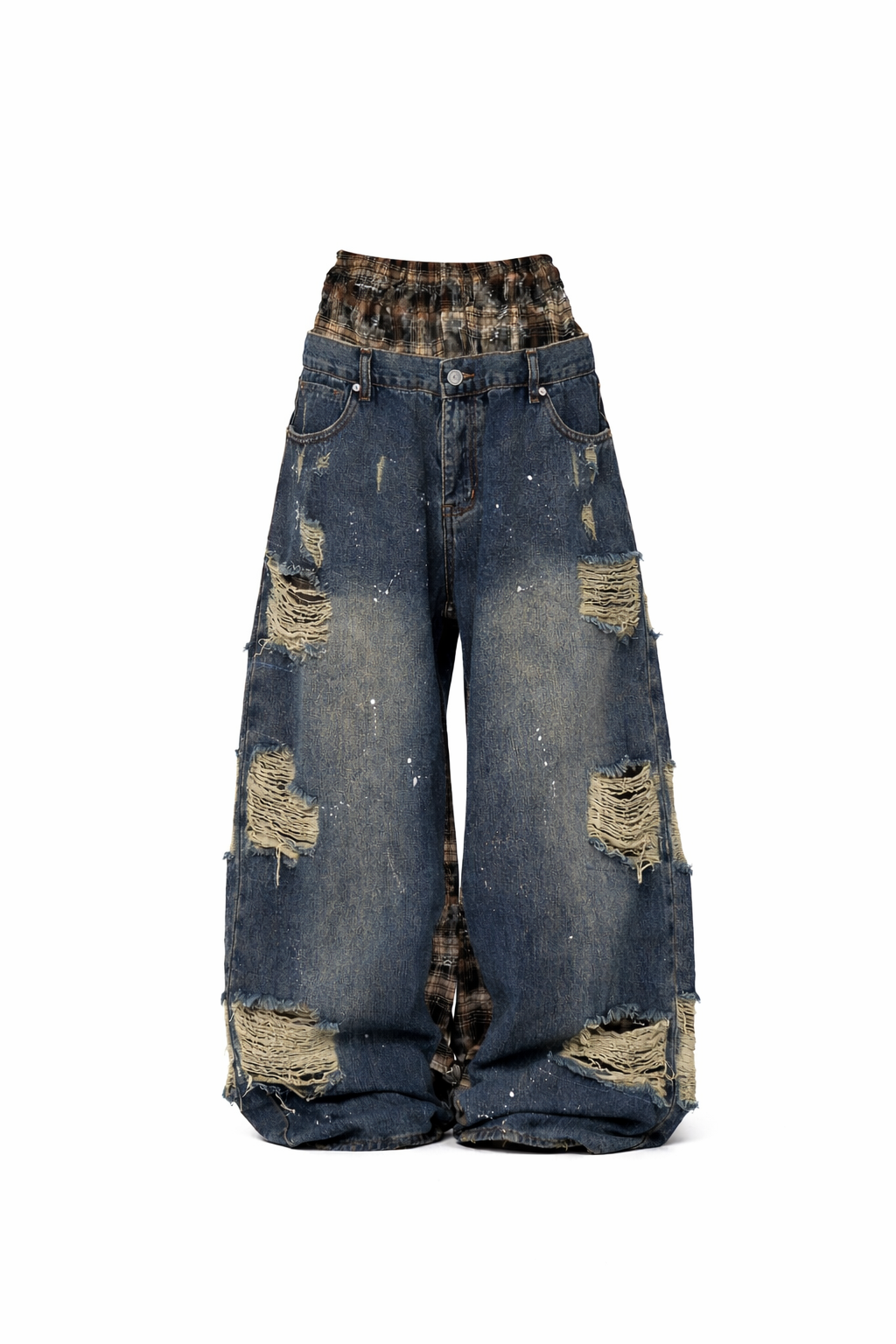 Plaid Layer Swaq Denim